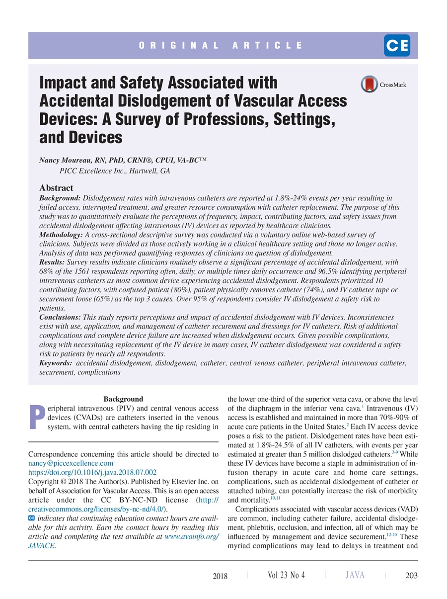 JAVA IV Dislodgement Article Orchid SRV Linear Health Sciences