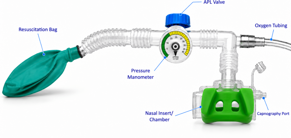 xchange niv nasal cpap device parts labeled
